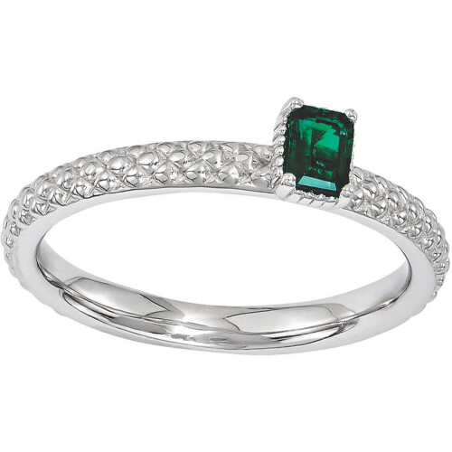 Stackable Expressions Created Emerald Stackable Expressions Sterling Silver Single-Stone Ring