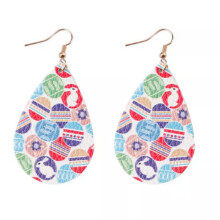 RSAMD Leuke oorbellen van leer met konijnenprint in de vorm van eieren, in de vorm van een traan, voor Pasen - kleurrijke sieradenaccessoires
