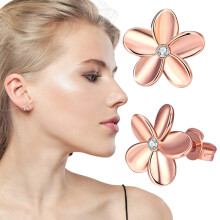 Roségouden bloemoorbellen, eenvoudige zirkonia oorbellen, kleine schattige bloemoorbellen, sieradenaccessoires voor dagelijks gebruik, als cadeau,
