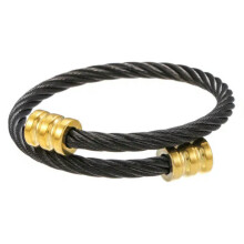 Brățară magnetică de drenaj limfatic RSAMD Crainoc cu ioni de titan și osimiu pentru bărbați - Aur negru (1 buc)