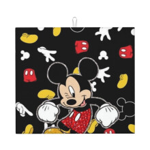 Tapis égouttoir à vaisselle Mickey Mouse pour plan de travail, en microfibre, à absorption rapide.