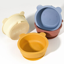 Jacenvly Nuevos adornos navideños para interiores: cuenco de sílice apto para alimentos, con forma de oso y ventosas, base estable para cubiertos