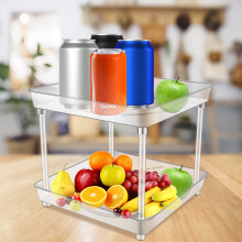 Bandeja giratoria transparente de 27 x 19 cm para armario - Organizador giratorio de 360 con 4 ventosas, estante de almacenamiento giratorio