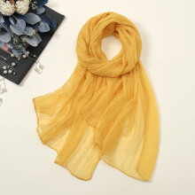 Bufanda de seda GZWYHT para mujer, bufanda de cuello de gasa ligera con protección solar, multicolor, color amarillo liso, bufandas casuales de