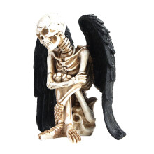 Statue d'ange noir squelette Miyuadkai en résine, idéale pour la maison, le porche ou le jardin ; compatible avec la décoration d'Halloween ;