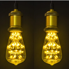 Bolgán Solais LED LINLIN, Pacáiste 2 Bolgán Edison Seanré, E27 220V3W Sreang Chopair Maisiúil Bolgán Solais Réalta Seanré Tine Ealaíne do