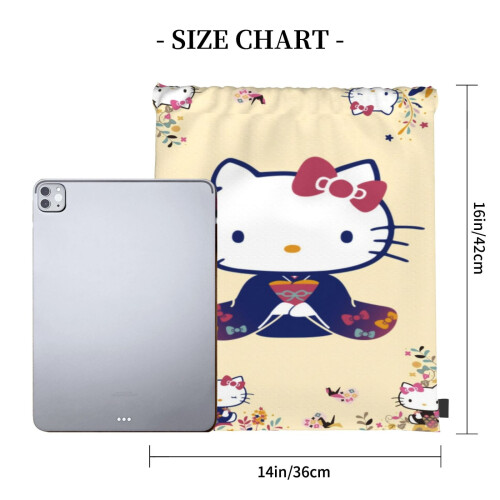 Τσάντες με κορδόνι Hello Kitty, αδιάβροχες, αθλητικές, σακίδια πλάτης, σάκος γιόγκα, 2
