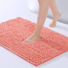 Chenille badeværelsesmåtte 61 x 43 cm, tyk, blød, absorberende, skridsikker, plysagtig, shaggy bademåtte til brusegulv, maskinvaskbar, lyserød
