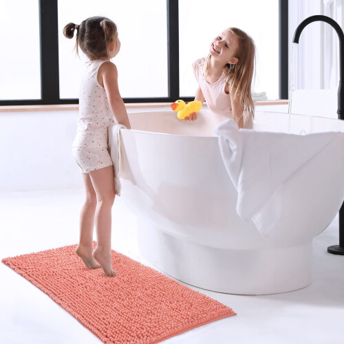 Χαλί μπάνιου Chenille 24"x16,5", Χοντρό, μαλακό, απορροφητικό, αντιολισθητικό, βελούδινο 2