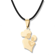 Tarmeek-kettingen voor dames, Thanksgiving-ketting met zwart leren koord en roestvrijstalen hanger, geschikt als cadeau voor stellen of Valentijnsdag.