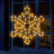 Guirlande lumineuse de Noël en forme de flocon de neige, 30 cm (12 pouces), 72 LED, 8 modes d'éclairage blanc chaud, télécommande et minuterie,