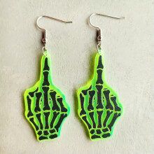 Boucles d'oreilles araignée vert néon en acrylique RSAMD pour Halloween, bijoux extraterrestres OVNI tunnel pour femmes - n 1