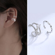Orecchino a clip rosa Season1Pc senza piercing, effetto visivo brillante, orecchino a polsino abbinabile, gioiello a farfalla da donna, accessorio