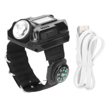 Eatbuy polshorloge zaklamp, waterdichte LED-zaklamp met kompas voor hardlopen, wandelen, kamperen, fietsen en klimmen in de buitenlucht.
