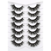 Changmaius umělé řasy Fluffy Cat Eye Look 8D Crossed Wispy přírodní umělé norkové řasy, 7 párů