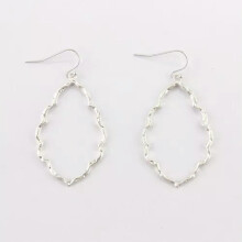 RSAMD Fashion Matte Gold Metal Hammered Floral Moroccan Statement Earrings for Girls-Silver