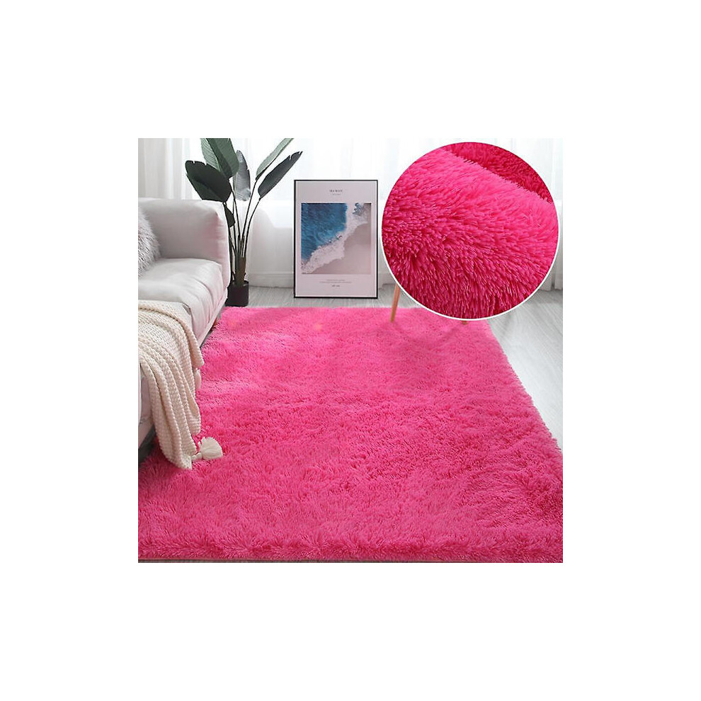 Fluffy Rainbow Rugs for Kids Rooms Soft Rya Rugs Living Room Children Baby Room Nursery Playroom Cute Interior Rug Rose Red-FD11- rose red 80x200cm