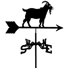 Metal Garden Weather Vane with Goat Silhouette, Retro Farmhouse Roof and Yard Decoration