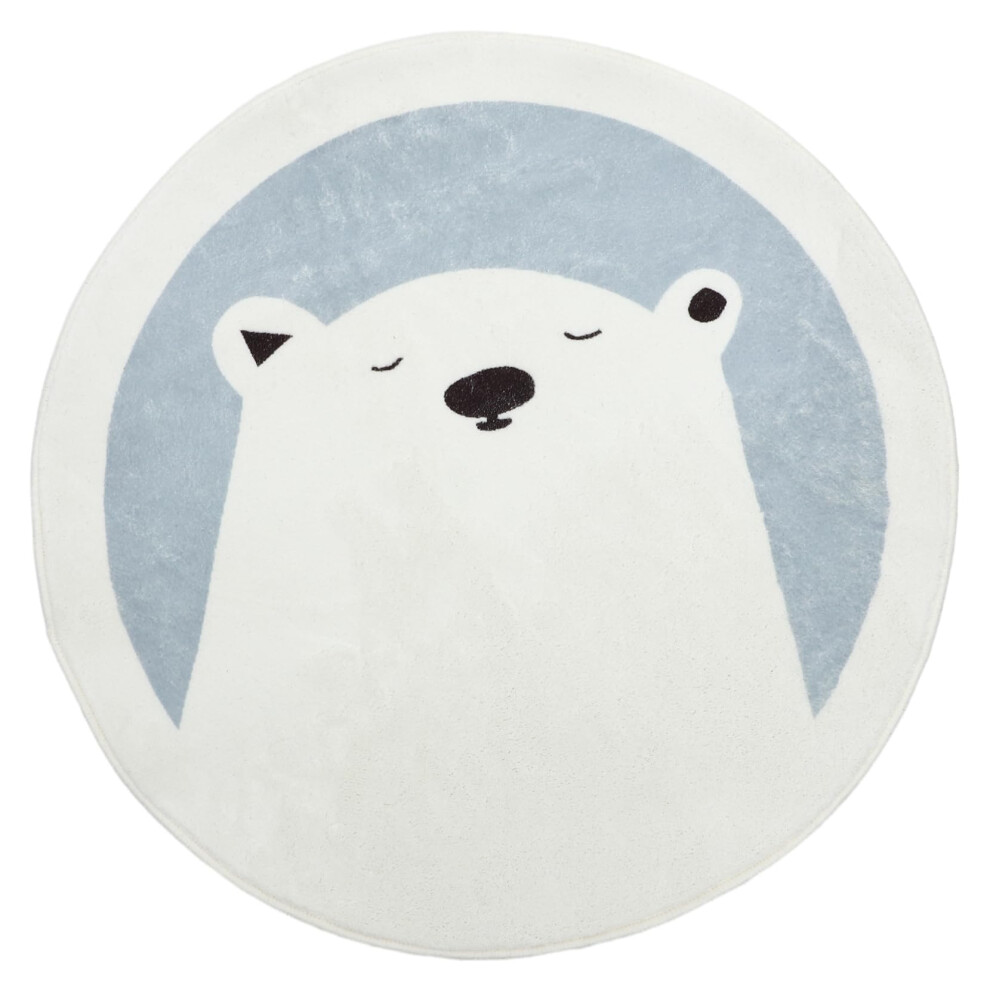 Nursery Play Rug with Adorable Animal Design, Soft NonSlip Round Kids Playmat for Baby Room