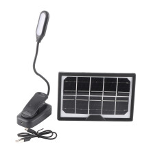 Solar Rechargeable Clamp Lamp 3.7V 1000mAh Flexible Book Light