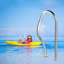 Pool Handrail 304 Stainless Steel Ergonomic Curved Grip for Inground Pool Steps Quick Install