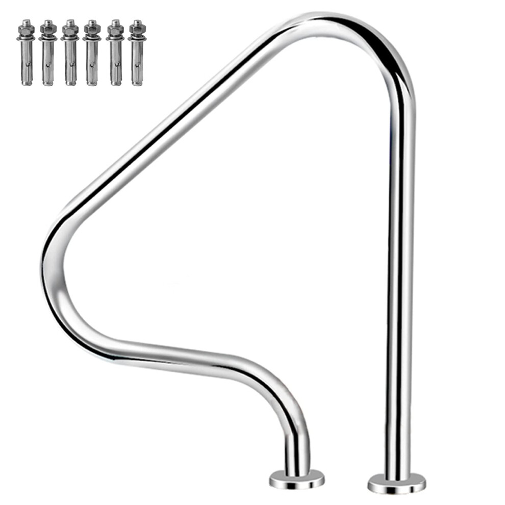 Pool Handrail 31.5' 304 Stainless Steel Nonslip Swimming Pool Rail For Inground Pool Entry 9113335002128