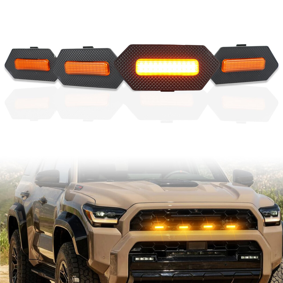 Led Grille Lights 2025 Smoked Housing Plug And Play 4Pc Kit For Toyota 4Runner Trd Pro Amber 9164114602145