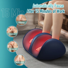 Ασύρματο μασάζ ποδιών Shiatsu 3D με θερμότητα, επαναφορτιζόμενη θύρα USB-C, βαθύ ζύμωμα