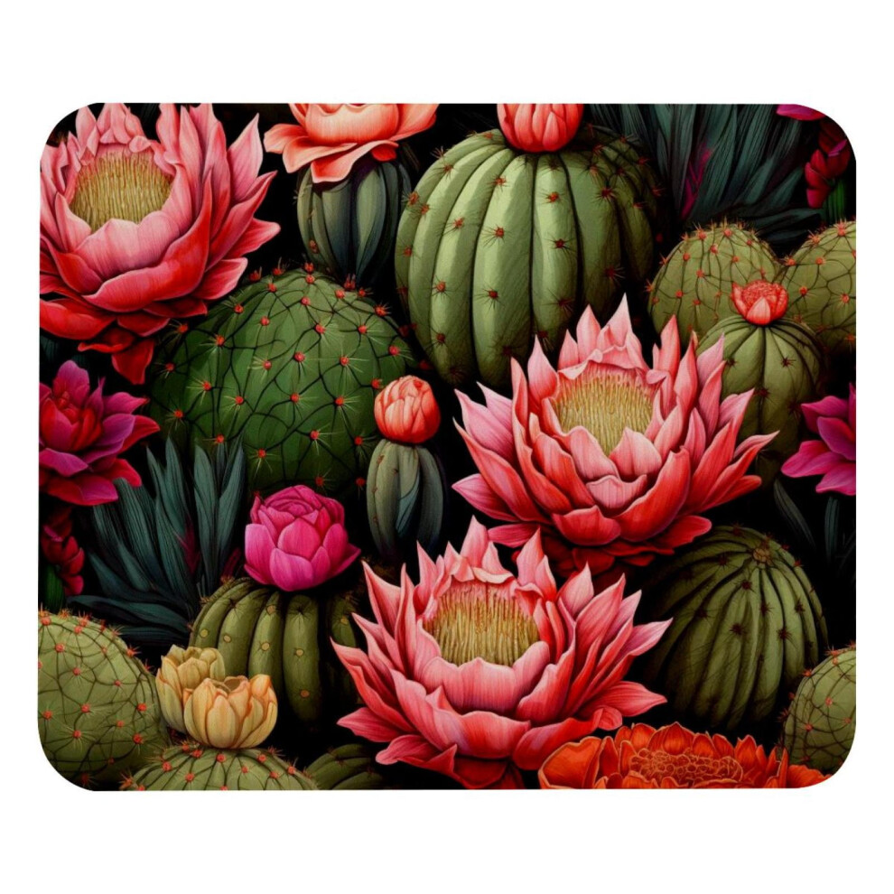 Prickly Cactus Square Mouse Pad, Computer Mousepad Cloth With Rubberized Base, 8.3X9.8in/21X25cm 9395123834740