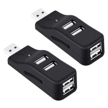 2x4poorts USB-hub, mini USB 2.0-datahub/splitter, klein en draagbaar, voor pc, laptop, notebook, XPS en meer.
