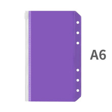 Pochettes pour classeur A5/A6 en PVC, pochettes à feuilles mobiles, chemises à fermeture éclair colorées pour classeur à 6 anneaux, pochettes de