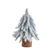Kerstboomset met fluweelachtige afwerking en houten voet, realistische miniatuur PVC winterdecoratie, compatibel met Elapind
