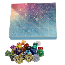 Dobbelstenen adventskalender 2023, 24 dagen dobbelstenenset, compatibel met Dungeons and Dragons, Friends-thema, kerstcadeau voor een bordspelfeestje
