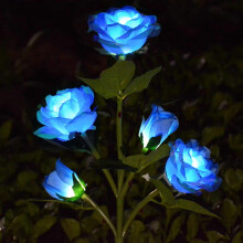 Upgraded5Flowers Aurinkokäyttöiset valot ulkopuutarhan sisustus, Vedenpitävät keinotekoiset ruusuvalot kukkapenkkiin, terassille, pihalle,