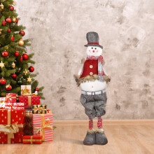 Weihnachtsplüschtier, 100 cm große, einziehbare Schneemannpuppe mit langen Beinen, kompatibel mit Weihnachts- und Weihnachtsmanndekorationen