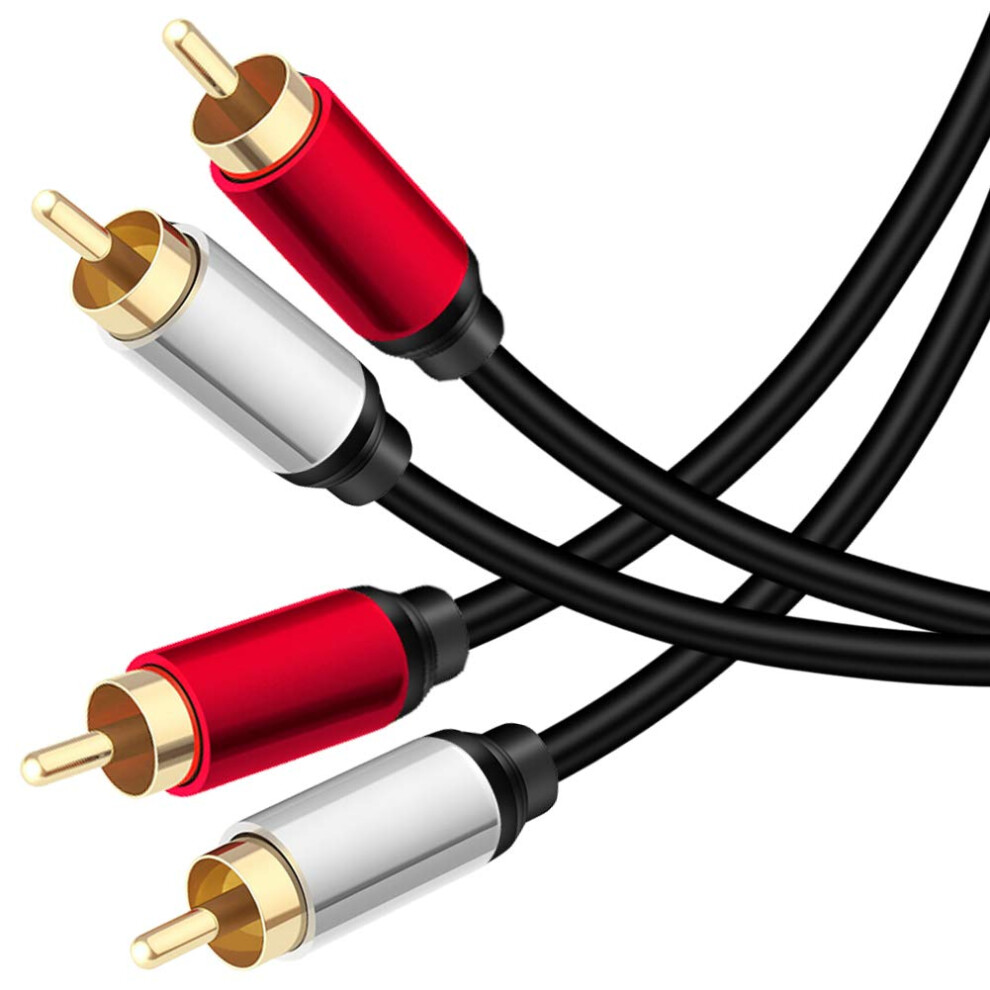 2Rca Male To 2Rca Male Stereo Audio Cable 30 Ft,Dual Shielded -Plated Rca Stereo Cable,Suitable For Home Gold 9395123928470