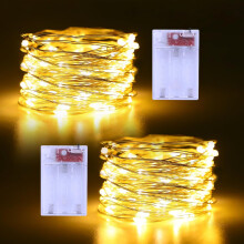 Luzes de fada YZhouD, alimentadas por bateria, pacote com 2 unidades, 5 metros (16,4 pés), 50 LEDs, fio de cobre, luzes cintilantes para decoração
