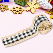 Yakbaofuo Kerstlintenset - Verstevigde rand, Buffalo Plaid, Jute, Gingham - voor DIY-cadeauverpakkingen, feeststrikken en knutselprojecten