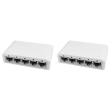 Commutateur de données 2 x 5 ports, hub réseau, répartiteur Ethernet de bureau, ports blindés Plug & Play, fonctionnement silencieux sans
