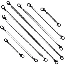 8-delige set roestvrijstalen verlengkettingen voor het maken van sieraden, geschikt voor kettingen, armbanden en andere accessoires (zwart)