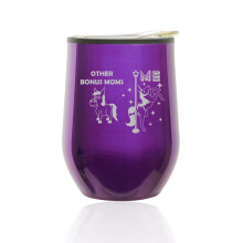 Stielloser Weinbecher, Kaffeebecher, Reiseglas mit Deckel, Bonus-Motiv „Mom Superstar Unicorn Funny Mother In Law“ (Königslila)