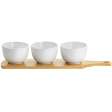 Gibson Elite Gracious Dining 4-teiliges feines Keramik-Schälchen-Set mit Untersetzer in Weiß