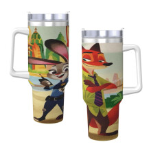 Zootroplis 40-Unzen-Becher mit Griff und Strohhalm, auslaufsicherer, isolierter Becher mit Deckel und Strohhalm aus Edelstahl, passend für