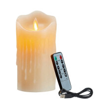 LED-Kerzen, flackernde, flammenlose Kerzen, wiederaufladbare Kerzen, Echtwachskerzen mit Fernbedienung, 15 cm