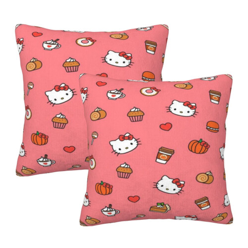 Μαξιλαροθήκες Hello Kitty, σετ 2 μαξιλαροθηκών για καναπέ-κρεβάτι σαλονιού 20"X20"