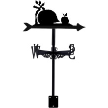 Rustproof Hedgehog Silhouette Weather Vane with Retro Farmhouse Metal Garden Decor for Roof or Lawn