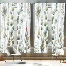 Ambesonne Green 4 paneles függöny, akvarell hatású, városi dzsungel mintás, 140x203 cm, palaszürke, fehér, khaki