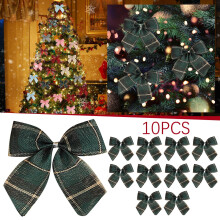 HANXIULIN 10 stuks kerststrikken, diverse stijlen, stoffen slingerdecoratie voor kerstboom, feest, groen