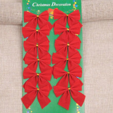 12 stuks kerststrikjes (mini-strikjes van 4,9 cm) voor kerstboom, linten, feestjes, kransen en cadeauverpakkingen (rood/zilver/goud)