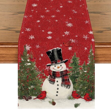 Tischläufer „Smile Xmos Snowman“ für Esstische, 33 x 274 cm, Rot